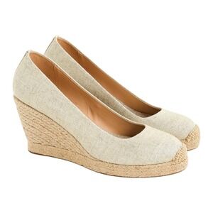 J.Crew Seville Espadrille Wedges Metallic Canvas Flax Pumps New 9.5 Summer $128